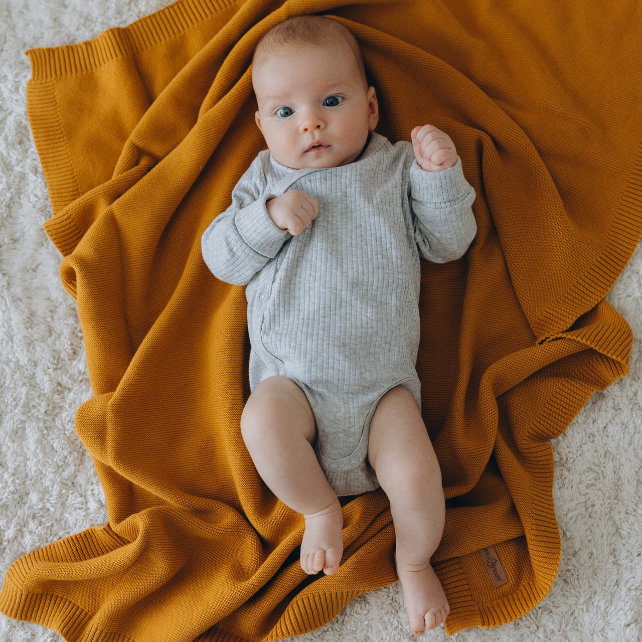 Babydecke Bio Baumwolle einfarbig - Gelb - Minky Mooh
