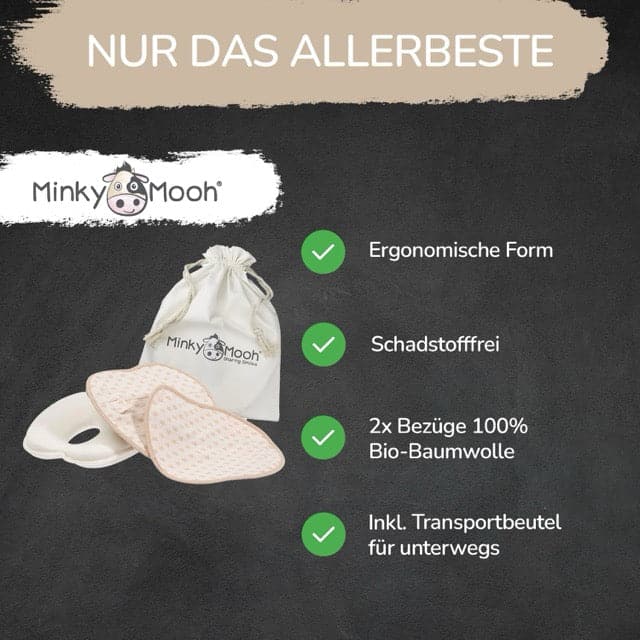 Babykissen gegen Plattkopf mit zwei Kissenbezügen - Minky Mooh