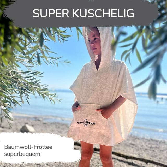 Badeponcho Kinder aus Bio Frottee Baumwolle - Minky Mooh