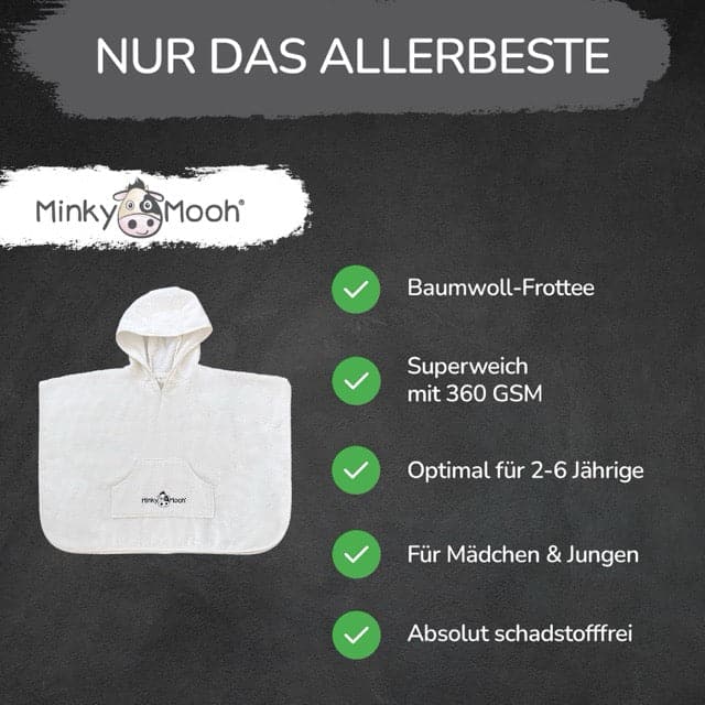 Badeponcho Kinder aus Bio Frottee Baumwolle - Minky Mooh