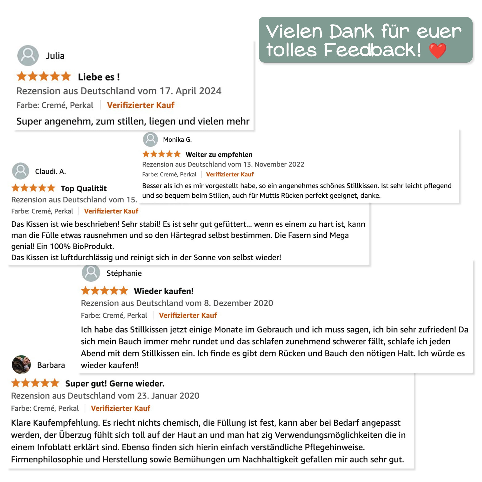XXL Bio Stillkissen mit Kapokfüllung, Perkal - Creme