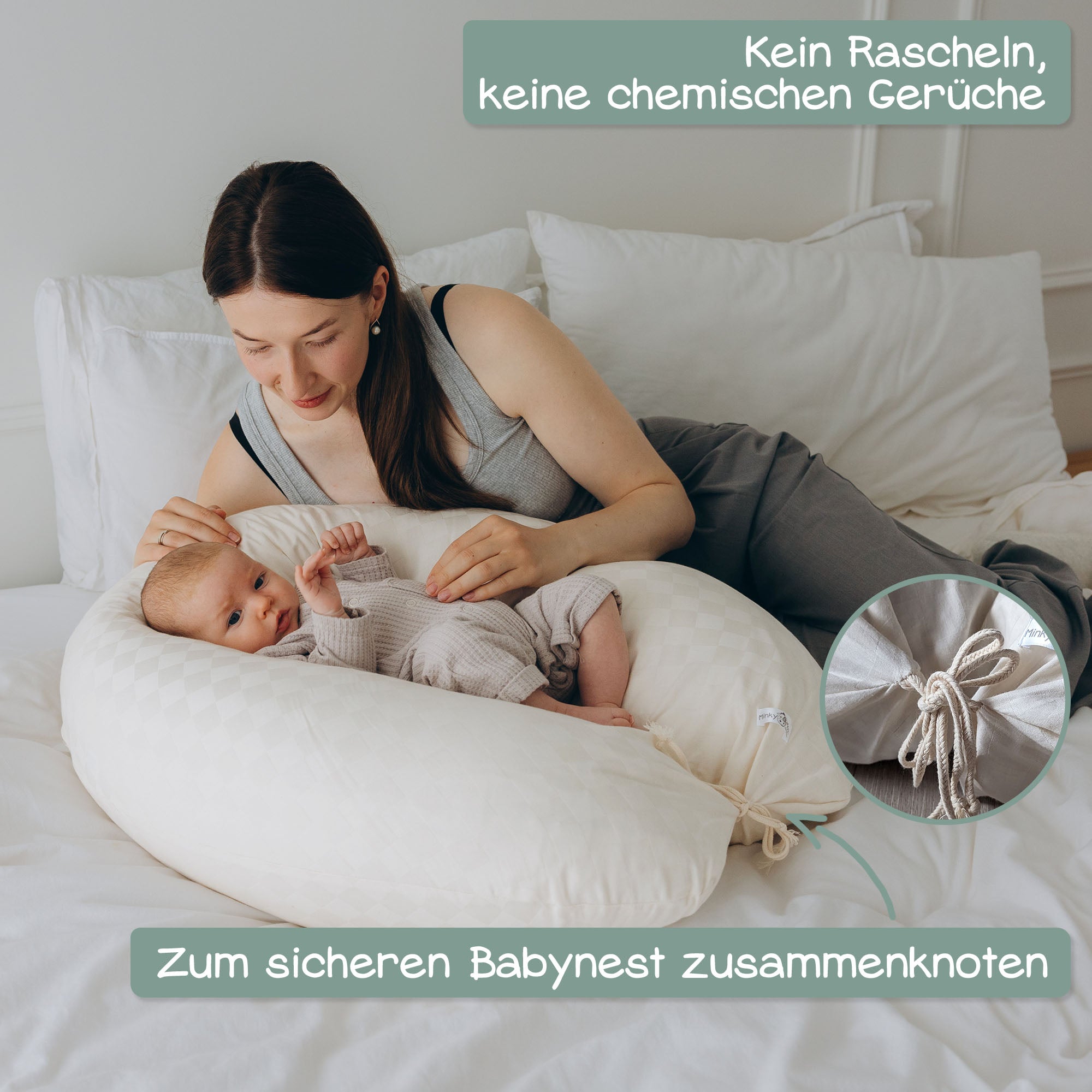 XXL Bio Stillkissen mit Kapokfüllung, Perkal - Creme