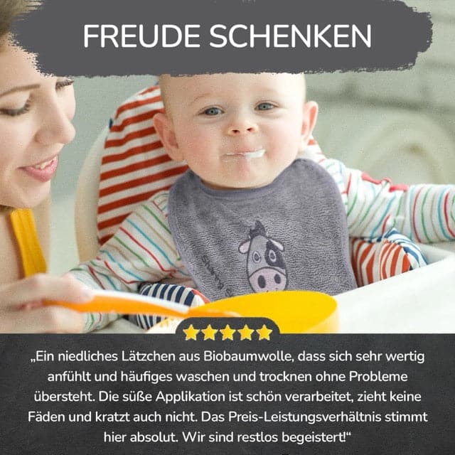 Lätzchen Bio Baumwolle mit süßer Minky - Minky Mooh
