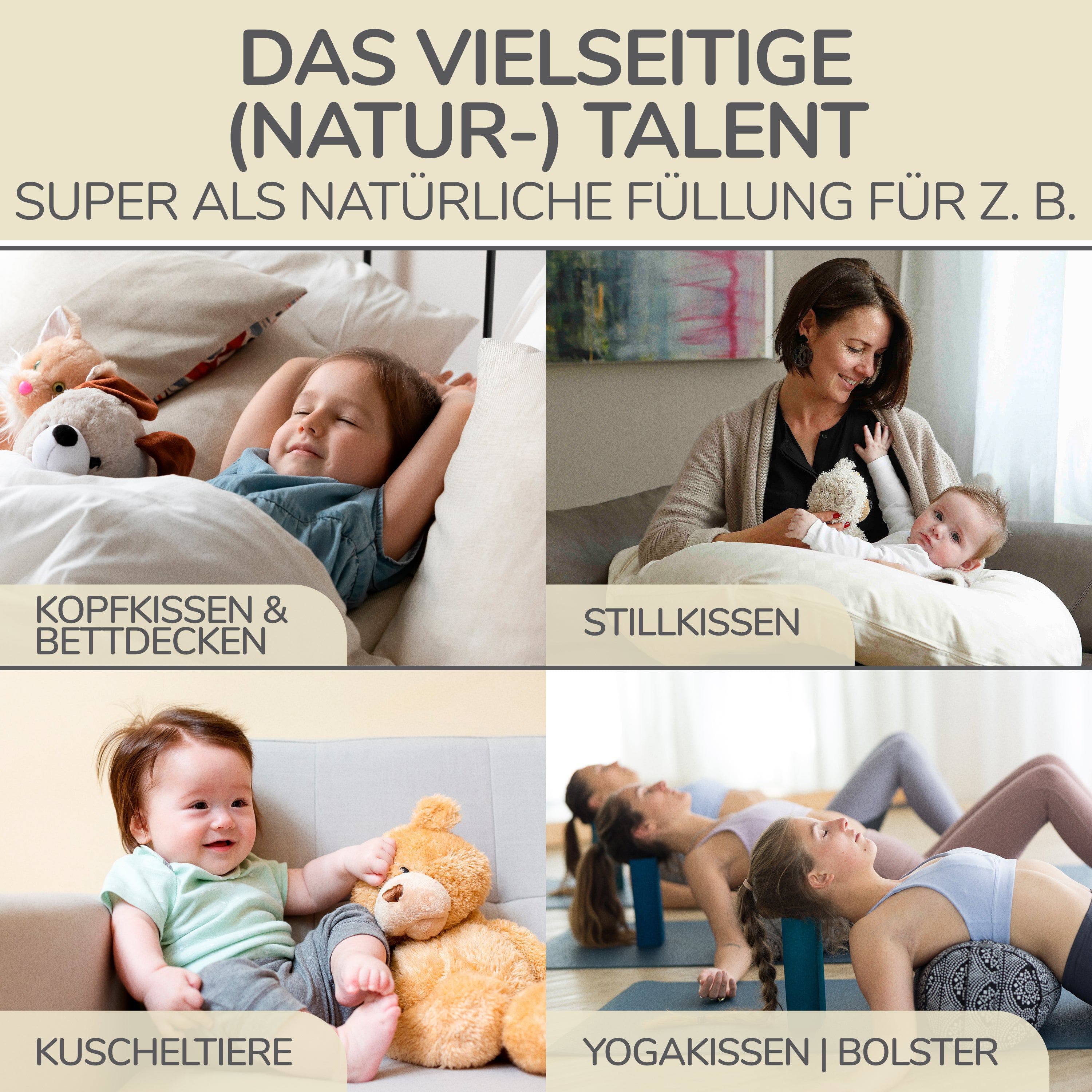 Kapok Füllung für Stillkissen und Kissen, 1kg - 1 kg - Minky Mooh