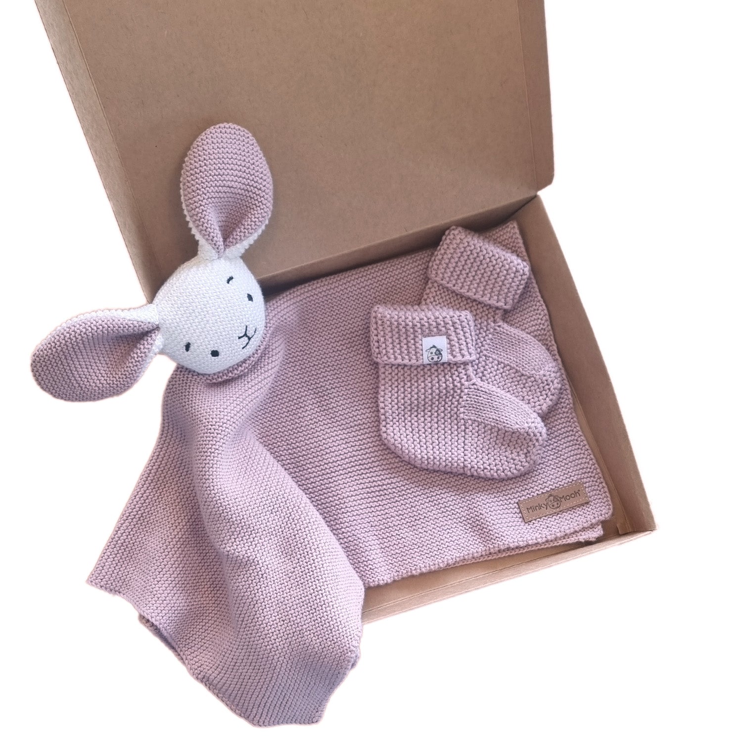 Kuscheltuch Hase mit Söckchen Puder - Puder - Minky Mooh