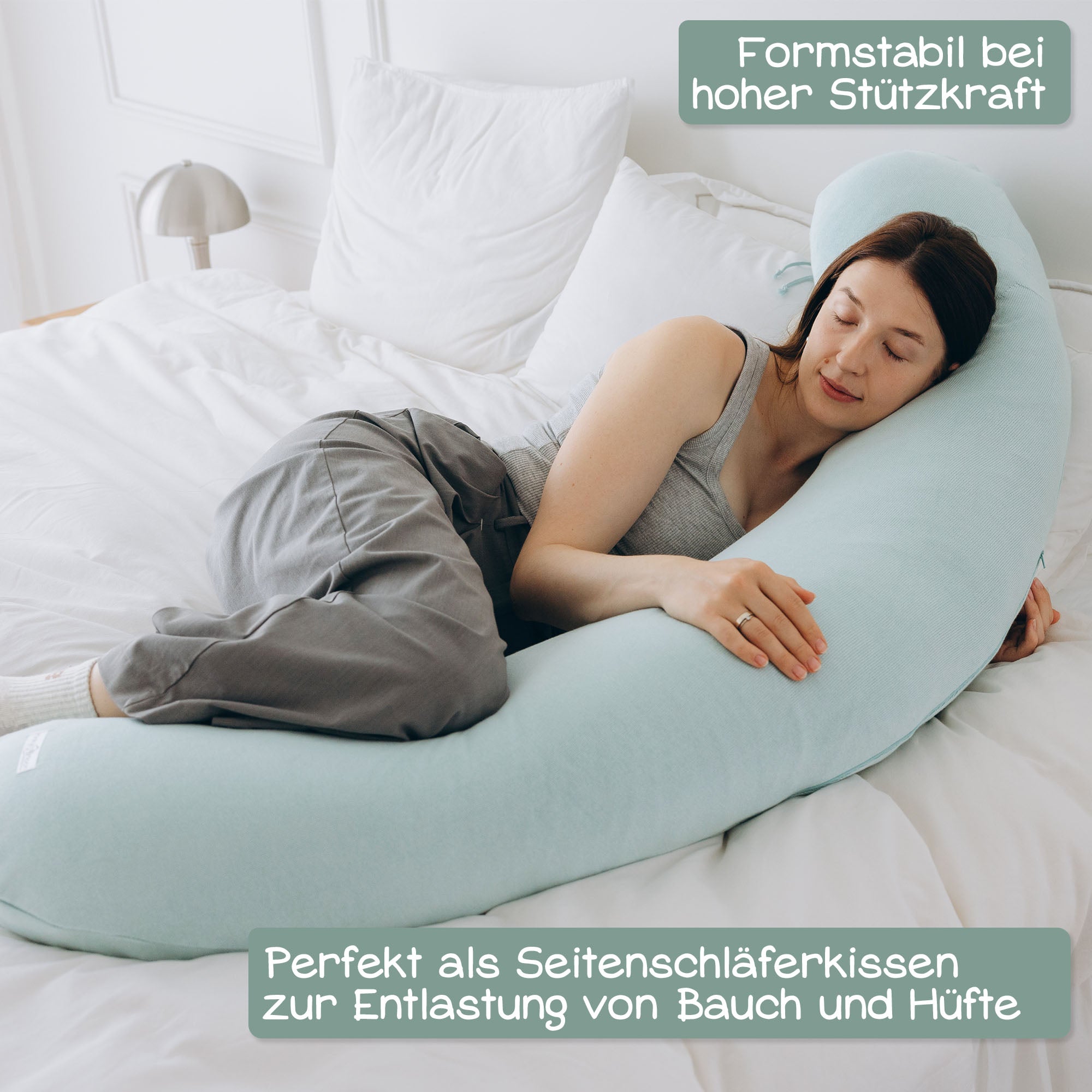 XXL Bio Stillkissen mit Kapokfüllung, Mint gestrickt