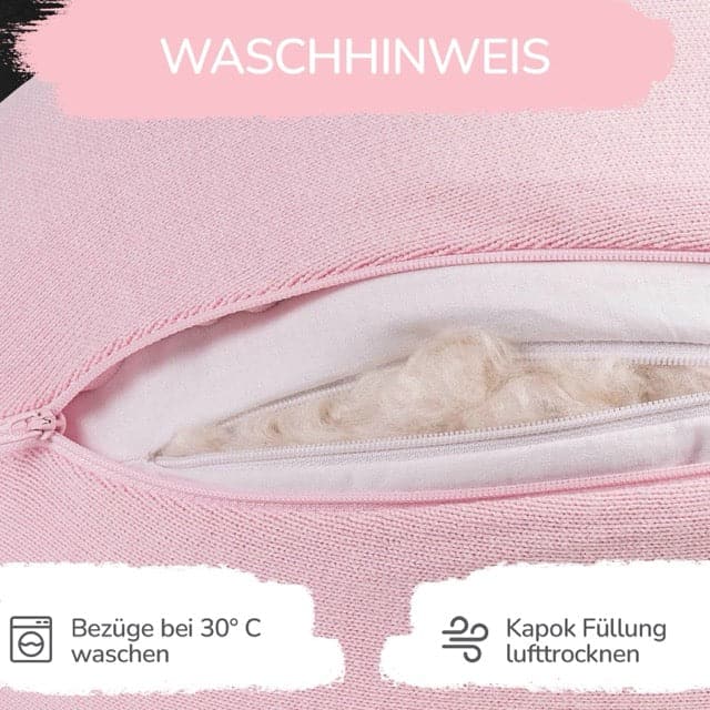 Stillkissen rosa Waschhinweis