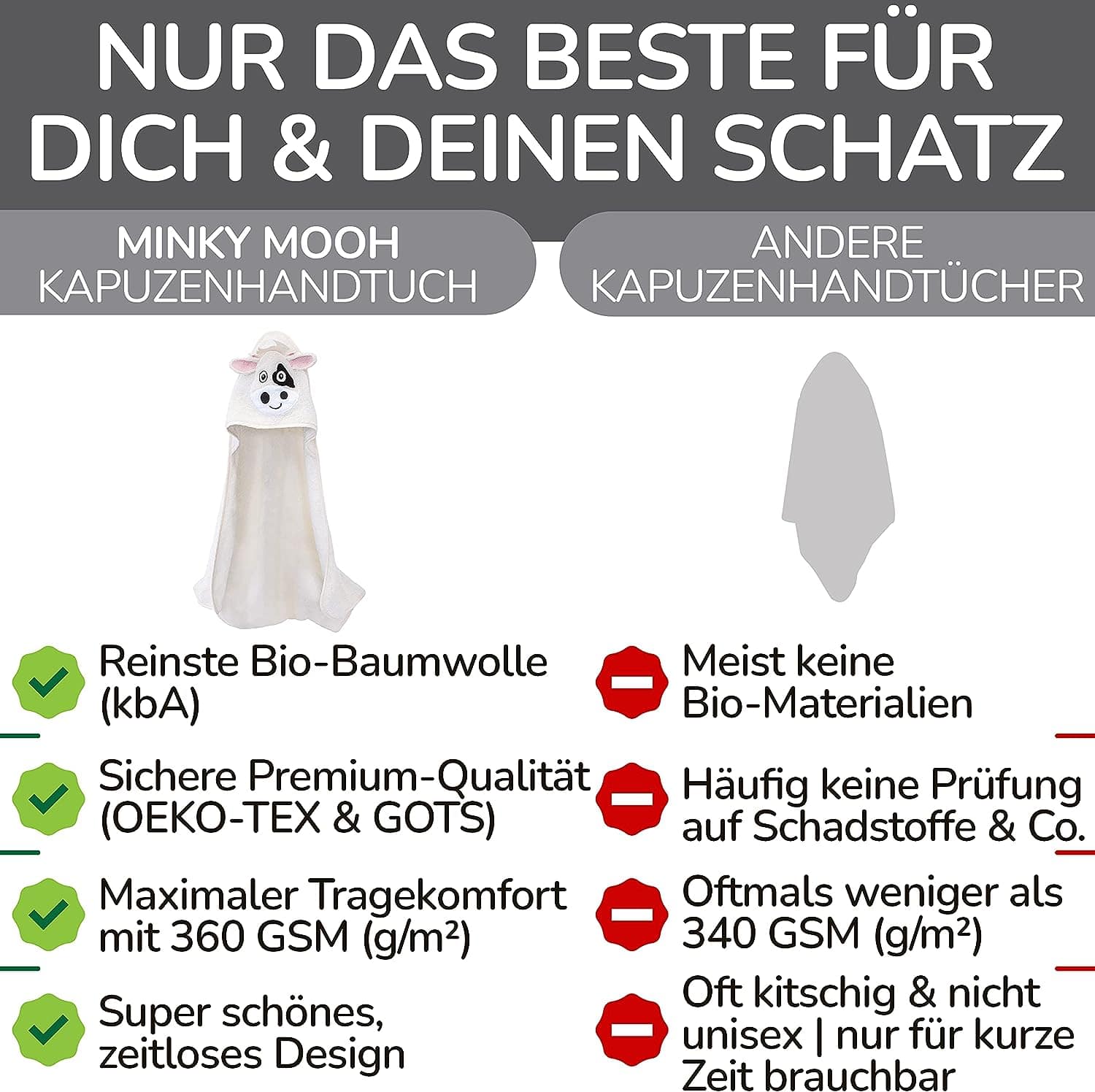 Kapuzenhandtuch für Babys - Default Title - Minky Mooh