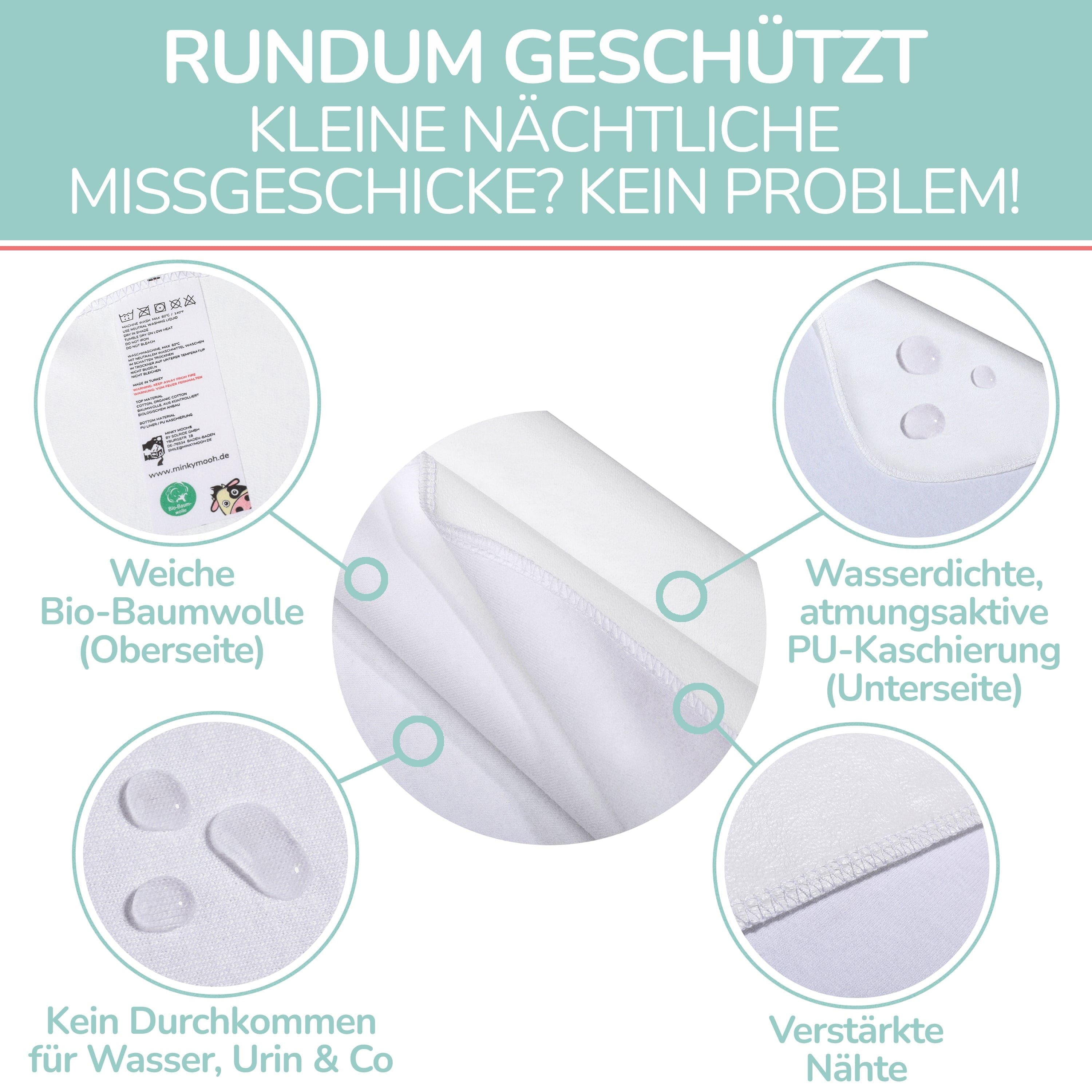 Wasserdichte Wickelunterlage aus Bio Baumwolle - Default Title - Minky Mooh
