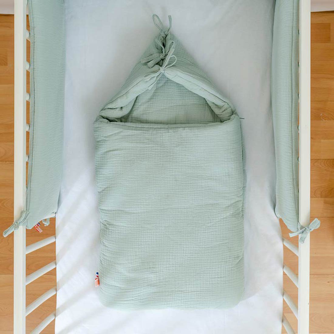 Babynest aus Bio-Baumwolle Grün - Minky Mooh