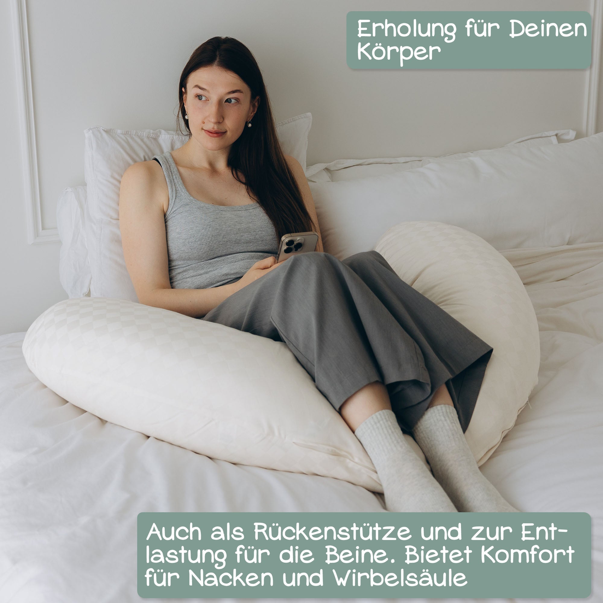 XXL Bio Stillkissen mit Kapokfüllung, Perkal - Creme