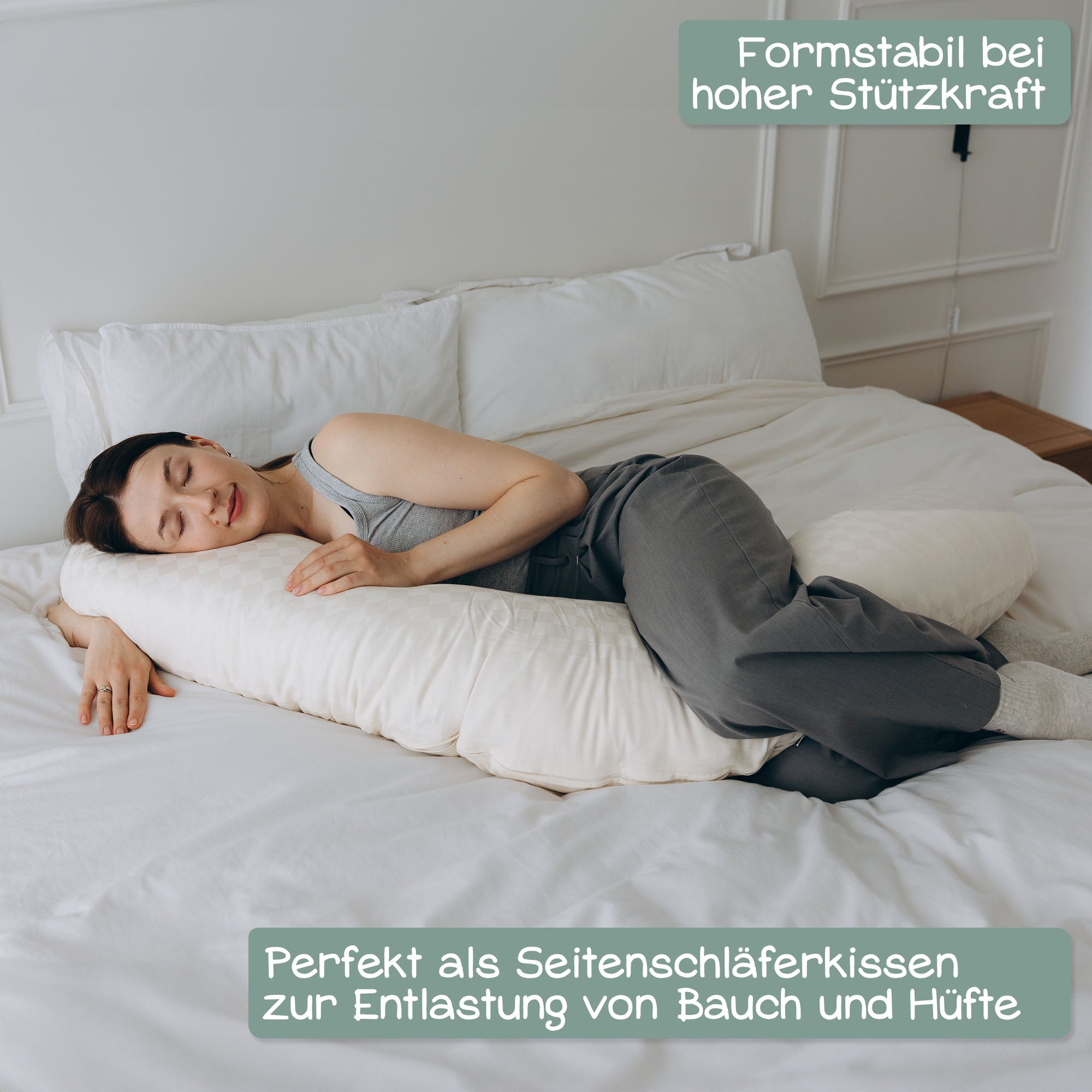 XXL Bio Stillkissen mit Kapokfüllung, Perkal - Creme