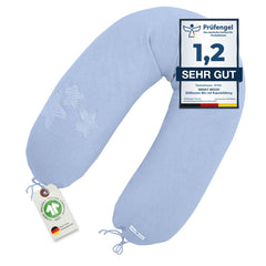 XXL Bio Stillkissen mit Kapokfüllung, Blau gestrickt