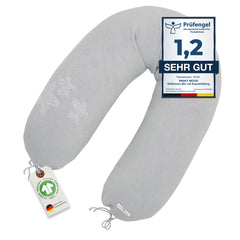 XXL Bio Stillkissen mit Kapokfüllung, Grau gestrickt