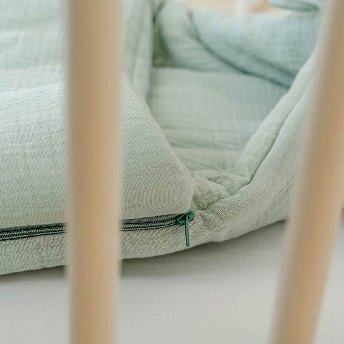 Babynest aus Bio-Baumwolle Grün - Minky Mooh