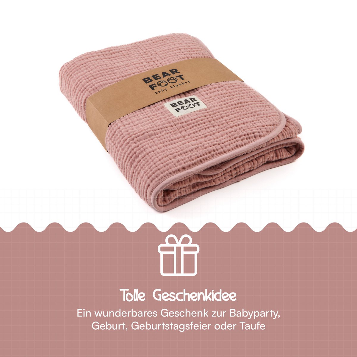 Babydecke Musselin Fleecedecke flauschig weich - rosa - Minky Mooh