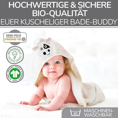 Minky Mooh Baby & Kleinkind Kapuzenhandtuch aus Bio-Baumwolle nach Öko-TEX-Standard - ab 12 Monaten für Baby und Kleinkind - 75x75cm Minky Mooh Kapuzenhandtuch aus Bio-Baumwolle nach Öko-TEX-Standard 31300